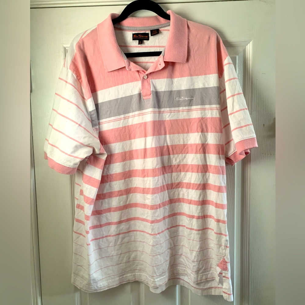 Mens Ben Sherman Short Sleeve Polo Shirt xxxl pink/white/grey